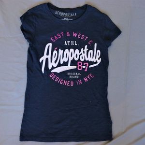 Aeropostale Blue and Purple Graphic t-shirt
